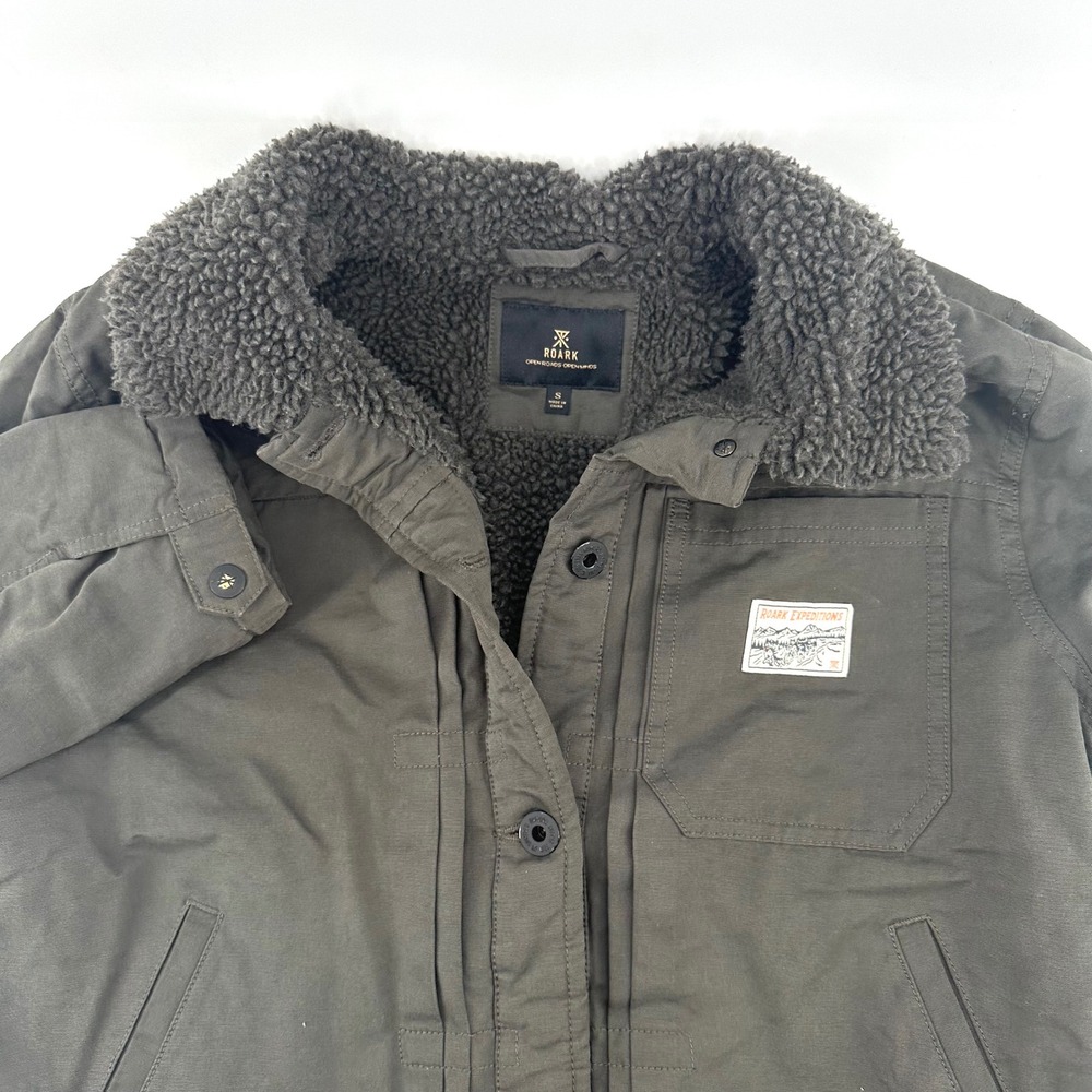 Roark Open Roads Jacket Mens Small Green Sherpa Lined Workwear Canvas